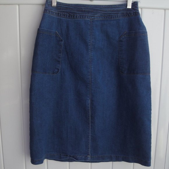 Universal Threads Skirt Women's Size 2 Blue Denim Midi front slit - Picture 2 of 4